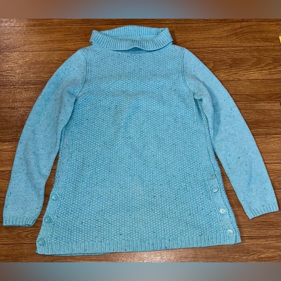 Women’s size small Talbots robins egg blue sweater with speckles, cowl neck new - Picture 3 of 10